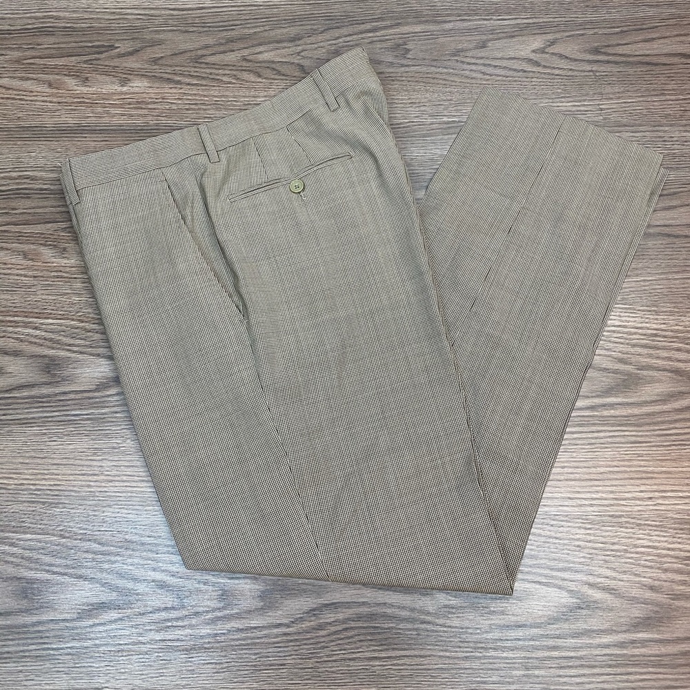 Santorelli Brown & Tan Check Pants 34x30